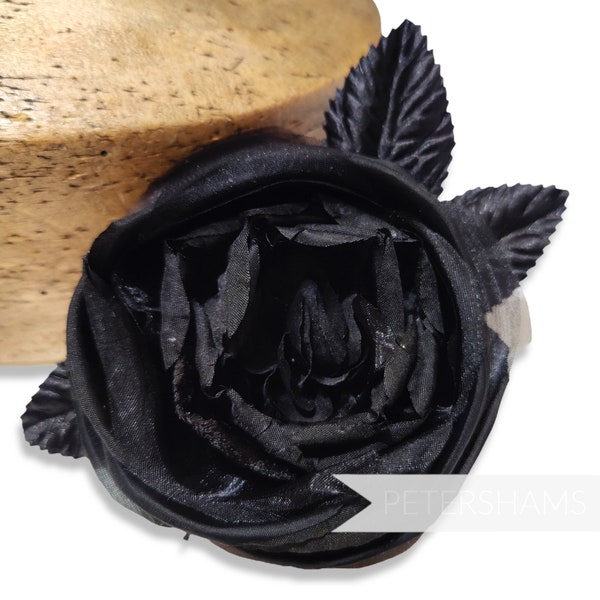 9cm 'Celia' Chou Rose Soie Millinery Fleur Monture pour Chapeau Garniture - Noir