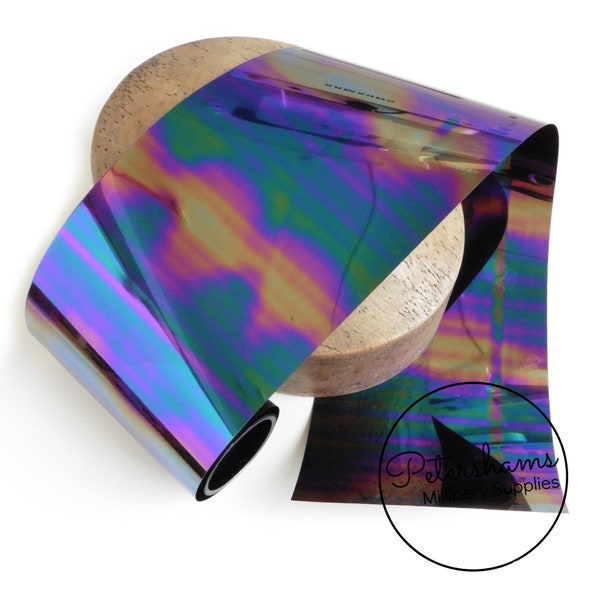 Metallic Oil Slick Sequin Film 12.5cm Wide for Millinery, Hat Making & Crafts - Dark