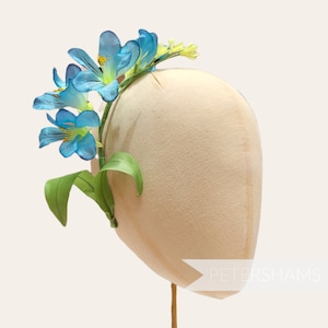 Vintage 1950s-60s German &#39;Helen&#39; Freesia Millinery Fascinator Flower Hat Mount - Blue