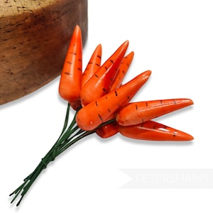 Vintage &#39;Lucas&#39; Miniature Carrots - 12 Stems - For Millinery and Crafting