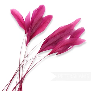 Loose Stripped Coque Feathers (Pack of 10) for Millinery & Fascinators - Cerise Pink