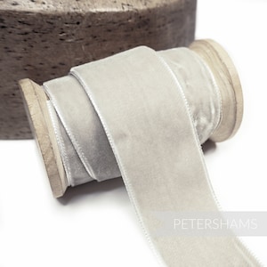 36 mm französisches Samtband für Kopfschmuck, Hutbesatz & Kunsthandwerk 1 Meter (1.09 yards) - Blassgrau
