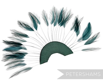Bottle Green Stripped Hackle Feather Fan for Fascinators & Hat Making