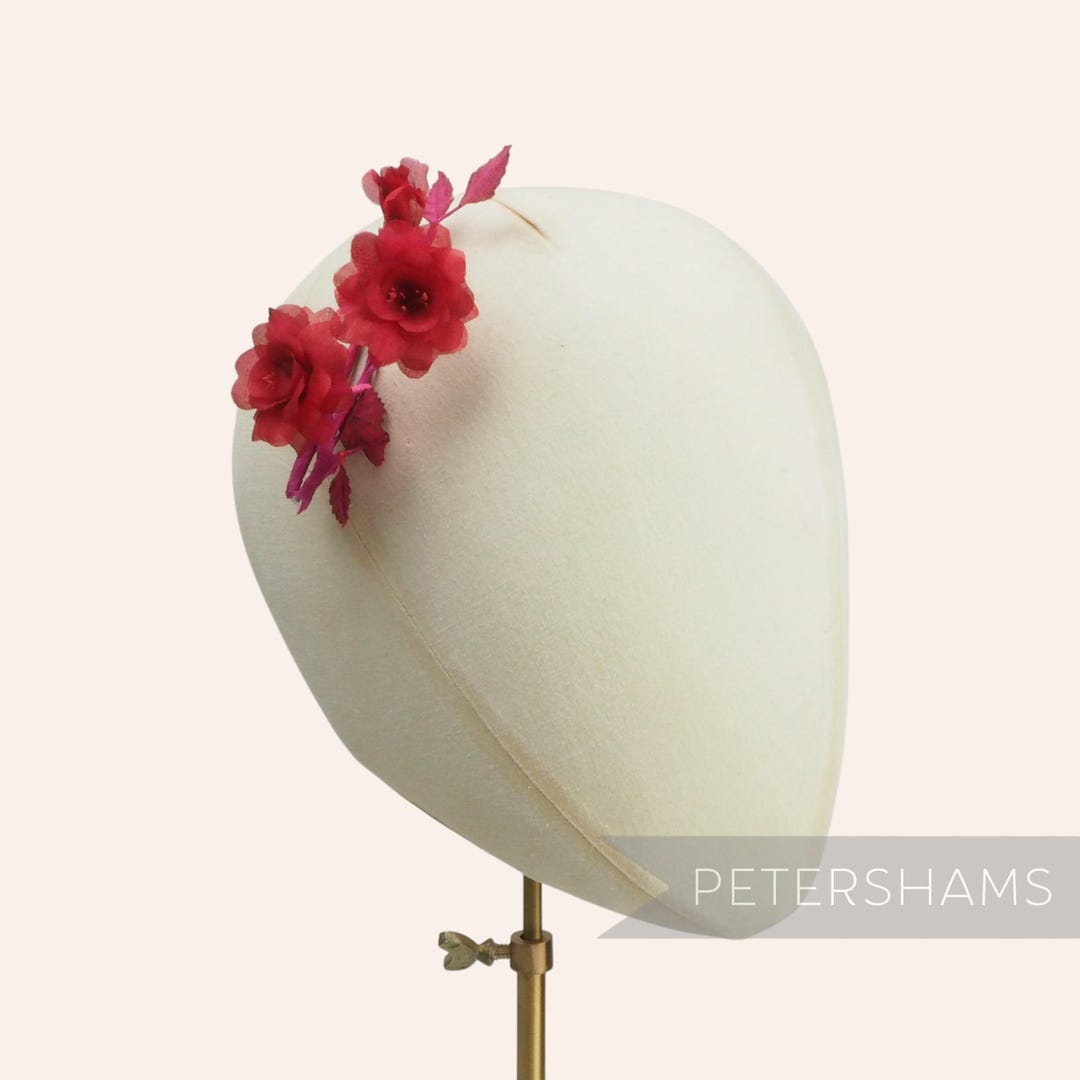 Red 'pamela' Mini Silk Blossoms and Leaves Millinery Hat Mount for ...