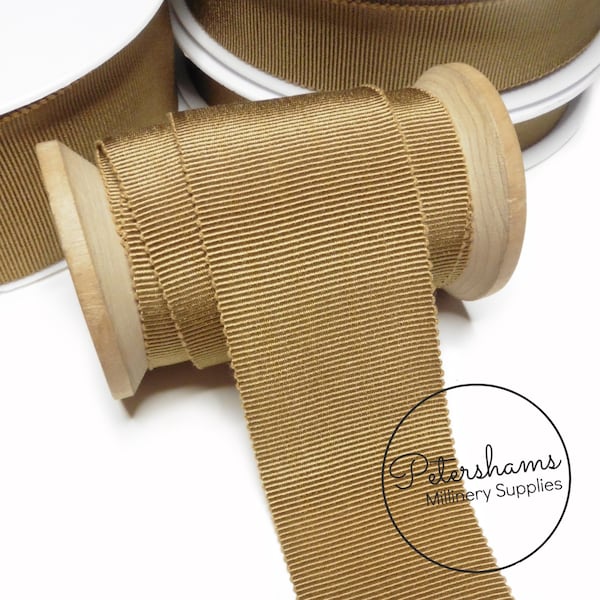 Antique Gold French Millinery Petersham Ribbon 3 Sizes (15mm No.3, 25mm No.5, 40mm No.10)