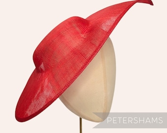 Red Extra Large Pointed Tip Sinamay Fascinator Hat Base for Millinery