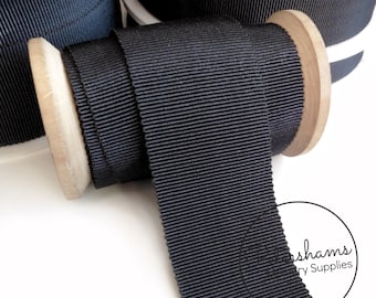 Dark Grey French Millinery Petersham Ribbon 3 Sizes (15mm No.3, 25mm No.5, 40mm No.10)