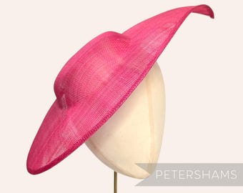 Fuchsia Pink Extra Large Pointed Tip Sinamay Fascinator Hat Base for Millinery