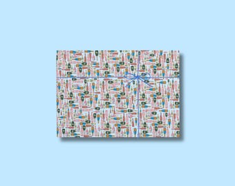 21st Birthday Wrapping Paper: Illustrated Bottles, Party Gift Wrap