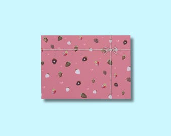 Chocolate Strawberries Wrapping Paper- Valentines Wrapping- Aniversery Wrapping Paper