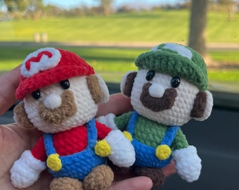 Handmade Crocheted Plumber Brothers Dolls Gifts Keychain/Bag Charm/Christmas /Birthday Gifts  Video Game Inspired Amigurumi