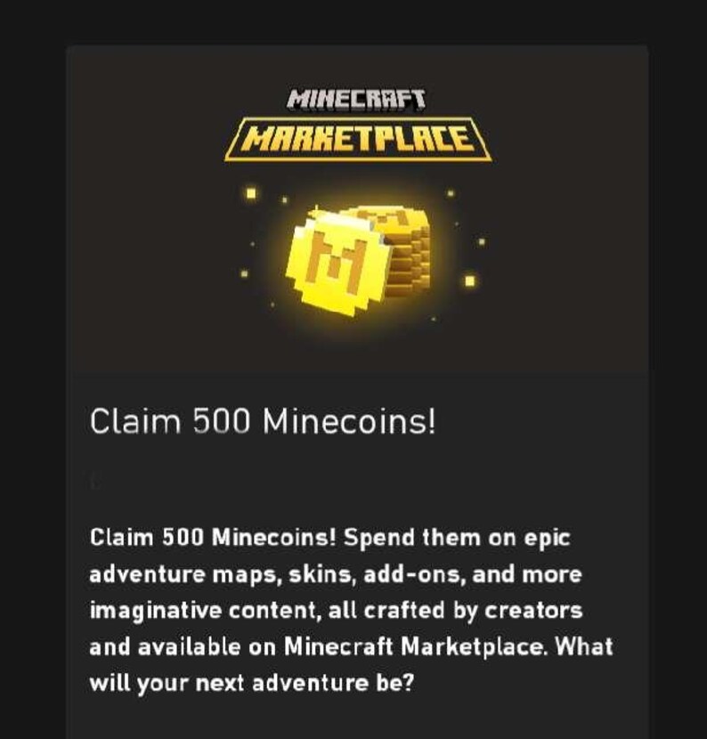 Minecraft 500 Minecoins | Xbox/pc DLC Code | Digital Delivery - Etsy