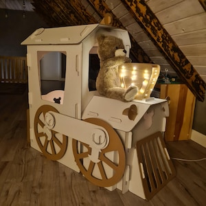 Tren de cartón / Casa de cartón de tamaño natural / Casa de cartón grande / Tren DIY / Cartón plegable resistente / Regalos para niños / Casa de juegos