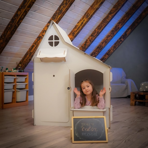 Cardboard Kit Playhouse DIY Pretend Play Kids Craft Kit Build