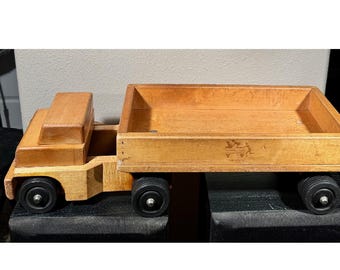 vintage Community Playthings Camion à plateau en bois 26,5" Rifton NY Logo