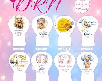 Personalized and packaged Balloon Magnetic Bottle Opener - Baby Shower Gift