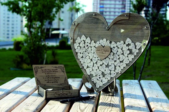 Wedding Guestbook, Wedding Guest Alternative, Personalized Wedding GuestBook, Rustic Wedding Decor, Heart Wedding Guestbook, Guest Book Sign