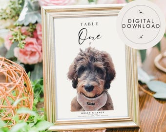 Custom Dog Portrait Wedding Table Numbers (Digital Download)