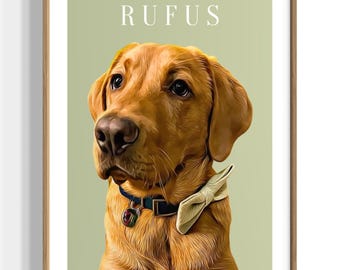 Custom Pet Portrait Print: Personalised Dog Wall Art