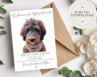 Custom Pet Portrait Save the Date: Dog Wedding Theme (Digital Download)