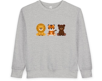 Sweatshirt leeuw tijger beer trio | Schattige dierenvriendjes, peutertrui, Rabbit Skins 3317