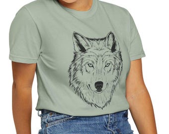 Wolf sketch adult unisex t-shirt | artistic wolf shirt, Comfort Colors C1717