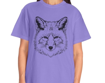 Fox Sketch-unisex T-shirt voor volwassenen | artistiek vosshirt, comfortkleuren C1717
