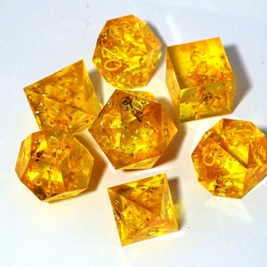 Amber Dice - resin dice, dnd rpg dice, citrine yellow dice