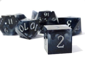 Smoke in The Night - smoky dice, black dice with specks of silver