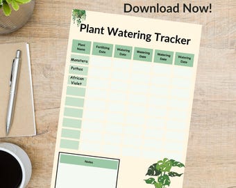 Printable Plant Care Tracker, Plant Watering and Fertilizing Log, Plant ...