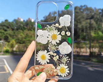 Handmade Pressed Wildflower iPhone Case: Boho Farmhouse Resin