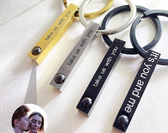 Custom Photo Projection Keychain: Engraved Stainless Steel Memorial Gift,Mother's Day Gift