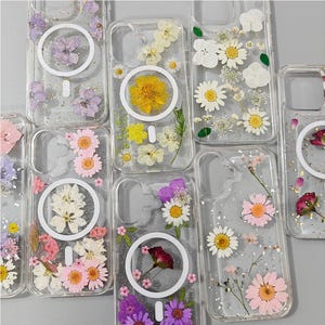Echte trockene Blumen Handyhülle, gepresste Blumen Handyhülle für Iphone 16,15,14,13,12,11,X,XR,7,8,6 Plus,Pro, Geburtstagsgeschenk für die Tochter