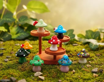 Mini Handmade Blown Glass Mushroom Decor,Mushroom Ornament,Miniature Fairy Garden Decoration,Birthday Gift for Her