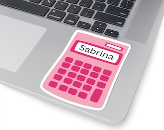 Custom Sticker, Pink Calculator Sticker, School Supplies, Classroom Decor, Laptop Accessory, Teacher Gift, Funny Accountant