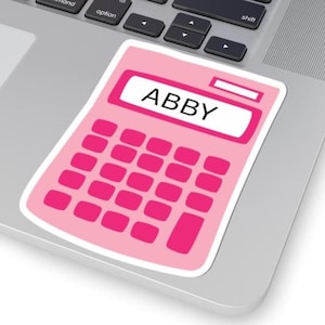 Aanpasbare sticker, roze sticker rekenmachine, schoolbenodigdheden, klasdecor, laptopaccessoire, cadeau leraar, grappige accountant