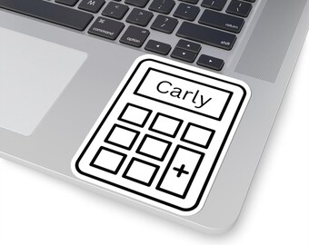 Custom Name Sticker, Calculator Kiss-Cut Sticker, Laptop Decal