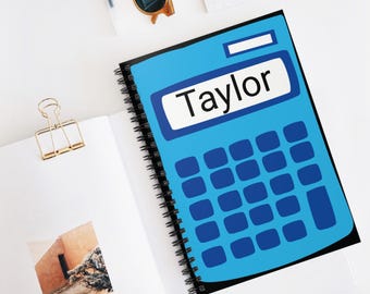 Carnet de notes personnalisé, Cahier de calcul bleu, Lignes droites, Fournitures scolaires, Cadeau pour enseignants, Personnalisable, Journal