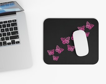Pink Butterflies Mouse Pad, Desk Mat, Office Decor, Home Office, Laptop Mat, Butterfly Lover, Aesthetic