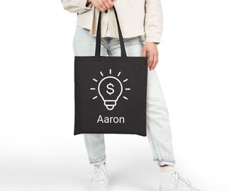 Custom Bag, Money Light Bulb Tote, Cotton Canvas Tote Bag, Eco-Friendly, Gift for Entrepreneurs