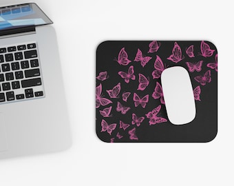 Pink Butterfly Mouse Pad, Butterfly Desk Accessory, Gift for Her, Office Decor, Home Office Essentials, Nature Lovers, Birthday Gift