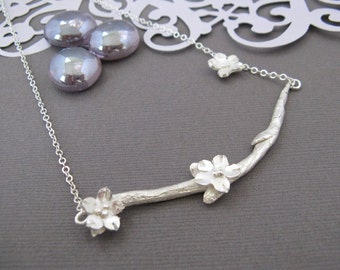 Cherry Blossom Silver Choker Handcrafted Fine Silver Branch