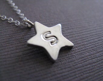 Recycled Silver Star Initial Charm Necklace