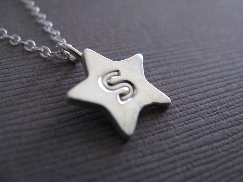 Recycled Silver Star Initial Charm Necklace image 1