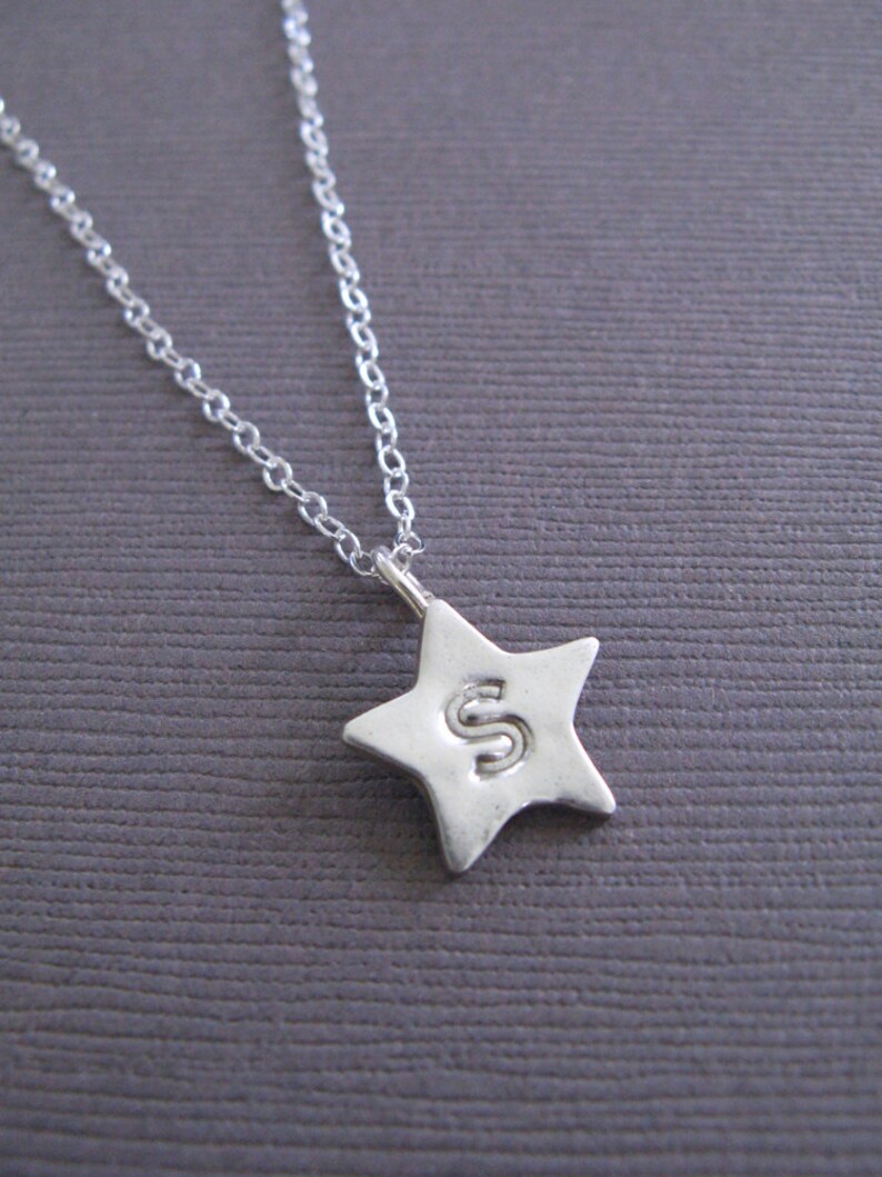 Recycled Silver Star Initial Charm Necklace image 2