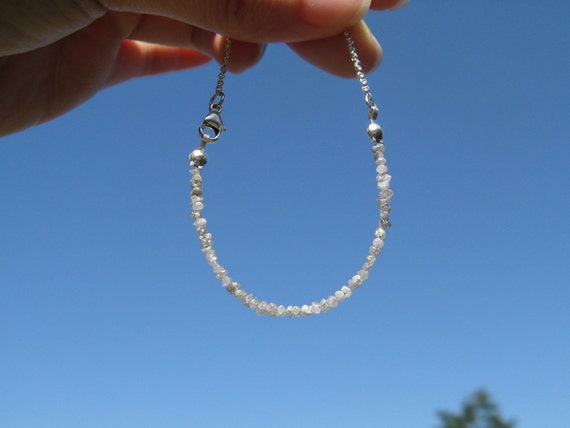 Rough Diamonds Delicate Modern Bracelet in sterling silver