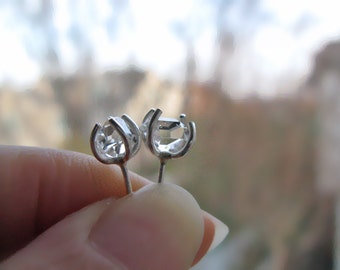 Herkimer Diamond Stud Earrings in Silver - Small 6mm