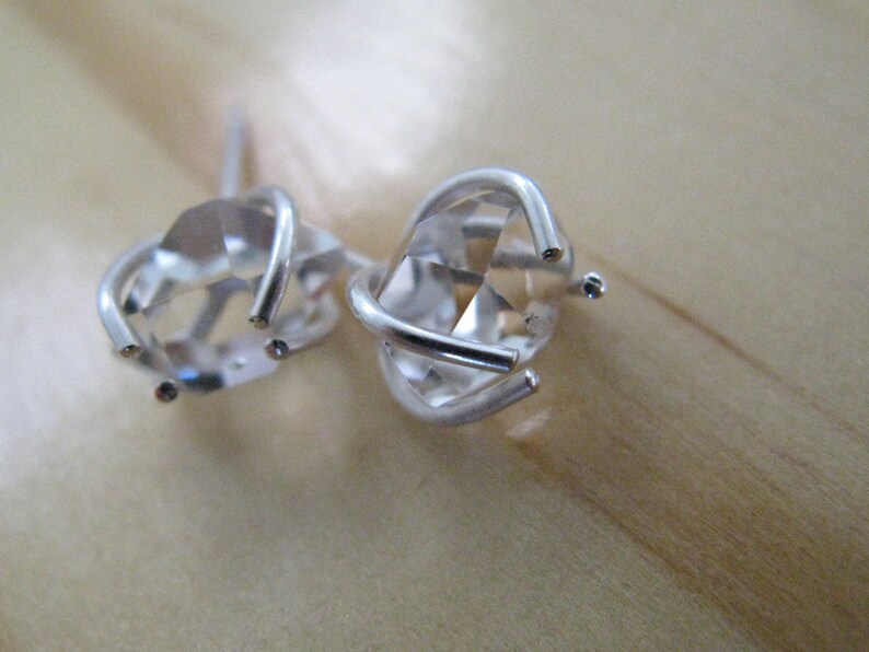 Herkimer Diamond Earrings in Silver 7 mm image 2