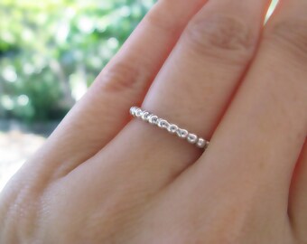 Beaded Eternity Sterling Silver Ring Stack Rings