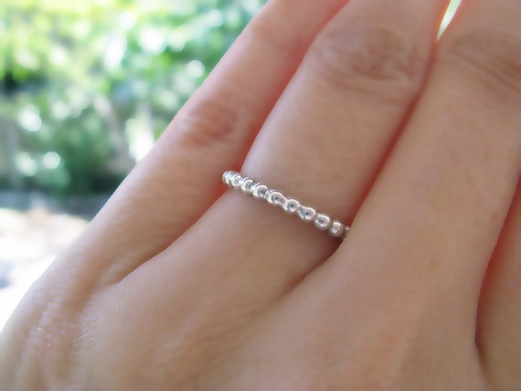Beaded Eternity Sterling Silver Ring Stack Rings Etsy